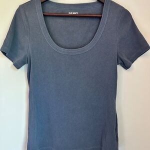 Old Navy Rib-Knit Scoop-Neck T-Shirt – Blue – Size L – Gently Used